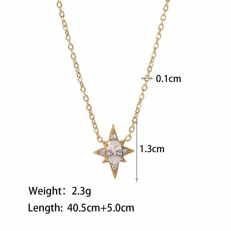 Zircon Star Stainless Steel Necklace