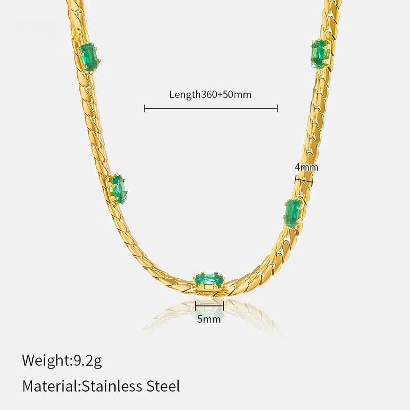  Plating Artificial Diamond Stainless Steel Necklace