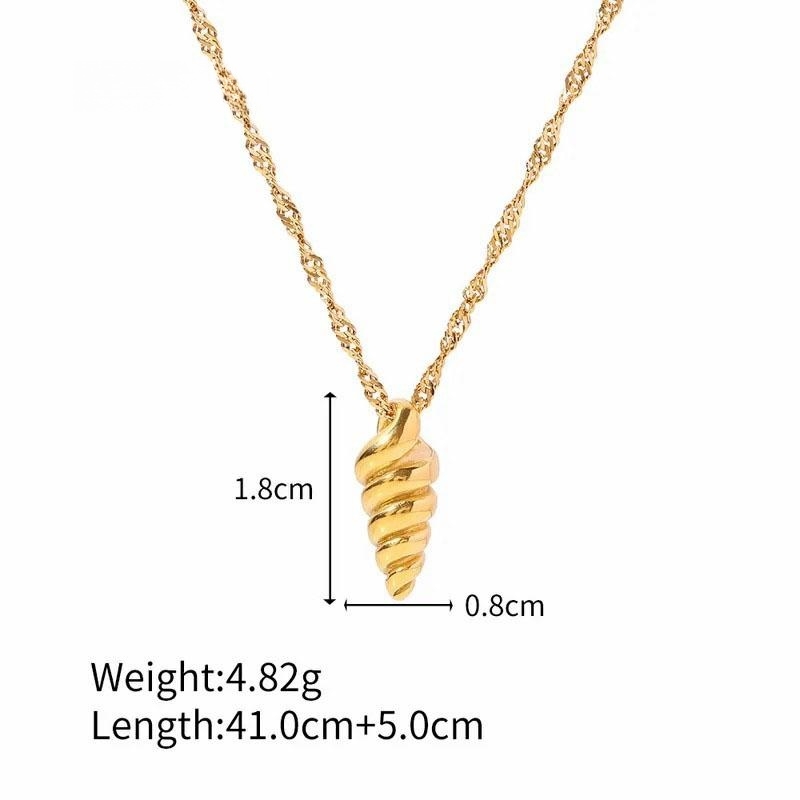 Spiral Stripe, Plating Pendant, Stainless Steel Necklace
