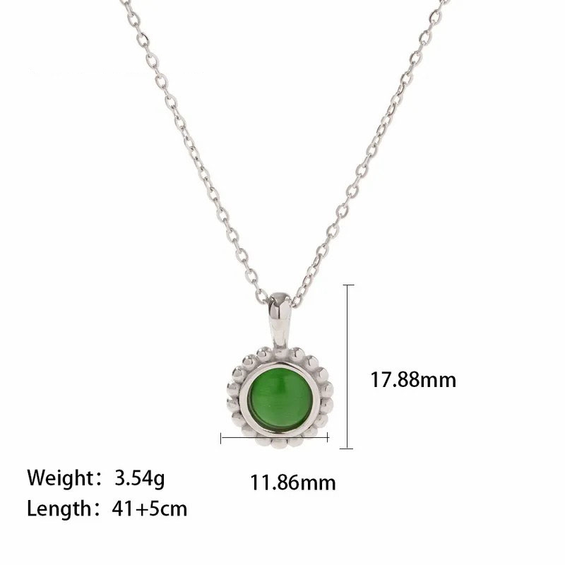 Elegant Gold Plated Opal Round Stainless Steel Titanium Steel Pendant Necklace