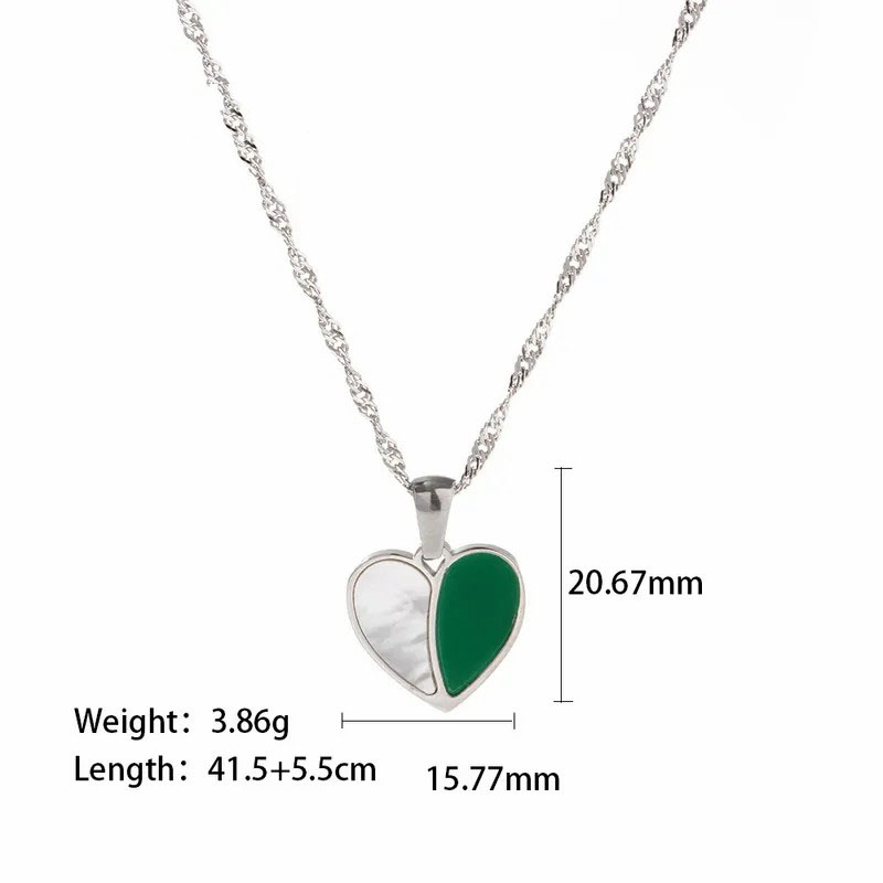 Fashion Enamel Heart Shape Pendant Stainless Steel Titanium Steel Necklace