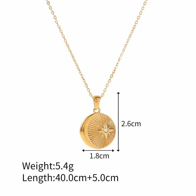 Fashion Gold Plated Artificial Diamond Star Stainless Steel Pendant Necklace