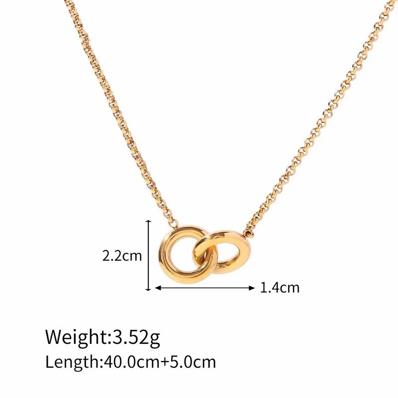 Classic Round Stainless Steel Gold Plated Pendant Necklace
