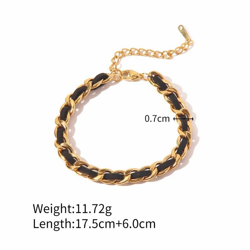Casual Geometric Pu Leather Titanium Steel Plating Necklace