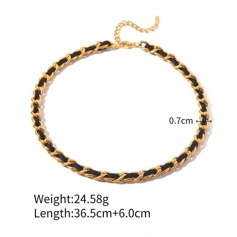 Casual Geometric Pu Leather Titanium Steel Plating Necklace