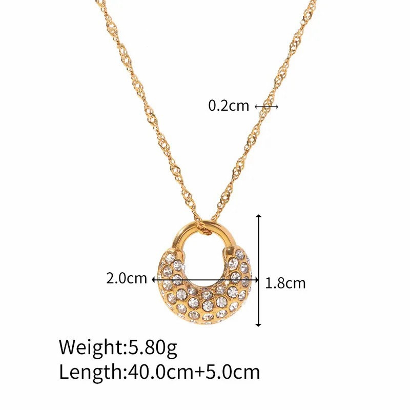 Inlay Artificial Diamond Stainless Steel Pendant Necklace