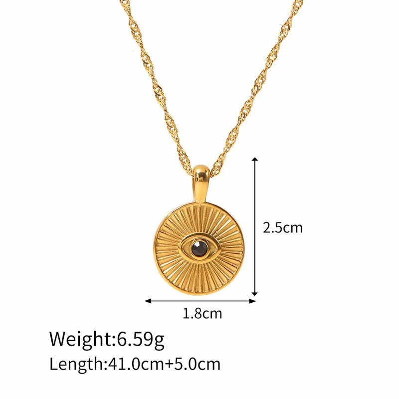 Devil's Eye, Gold Plated, Pendant Stainless Steel Necklace