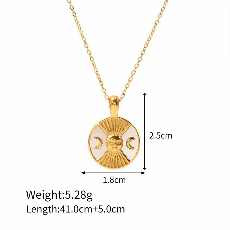 Fashion Gold Plated Shell Round Stainless Steel Titanium Steel Pendant Necklace