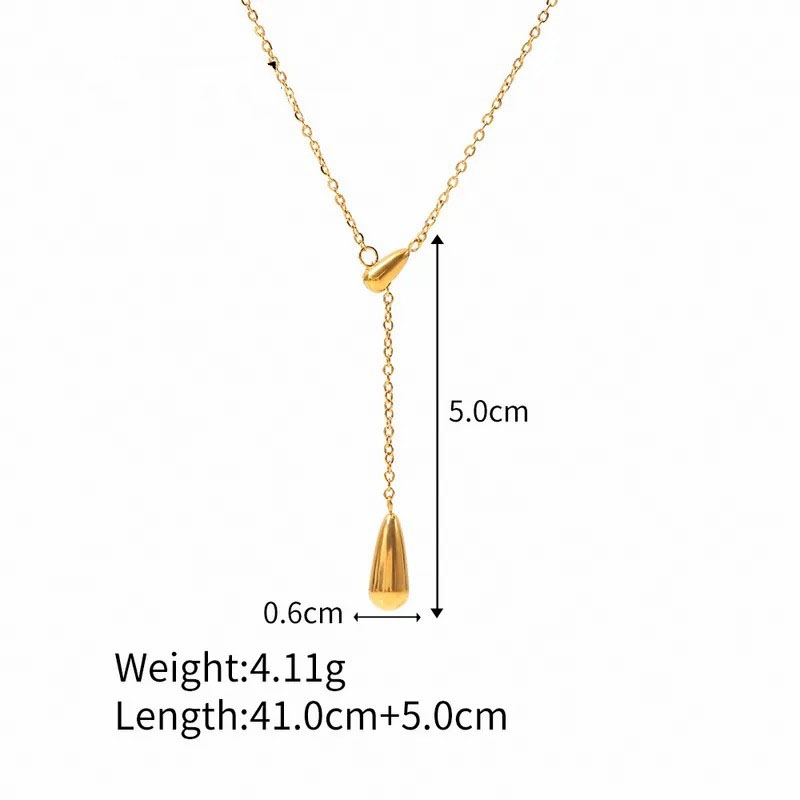 Water Droplets, Stainless Steel Necklace