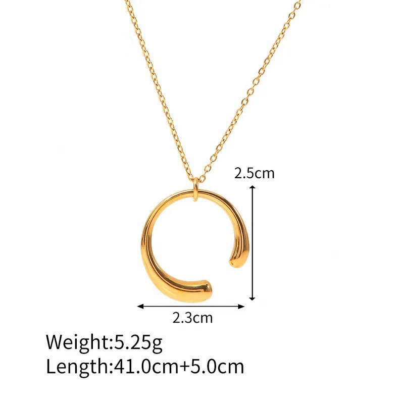 Moon Pendent, Stainless Steel Necklace