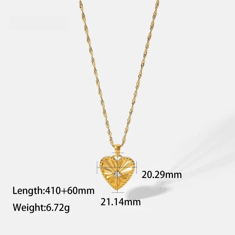 Heart Shape, Plating Zircon, Stainless Steel Necklace